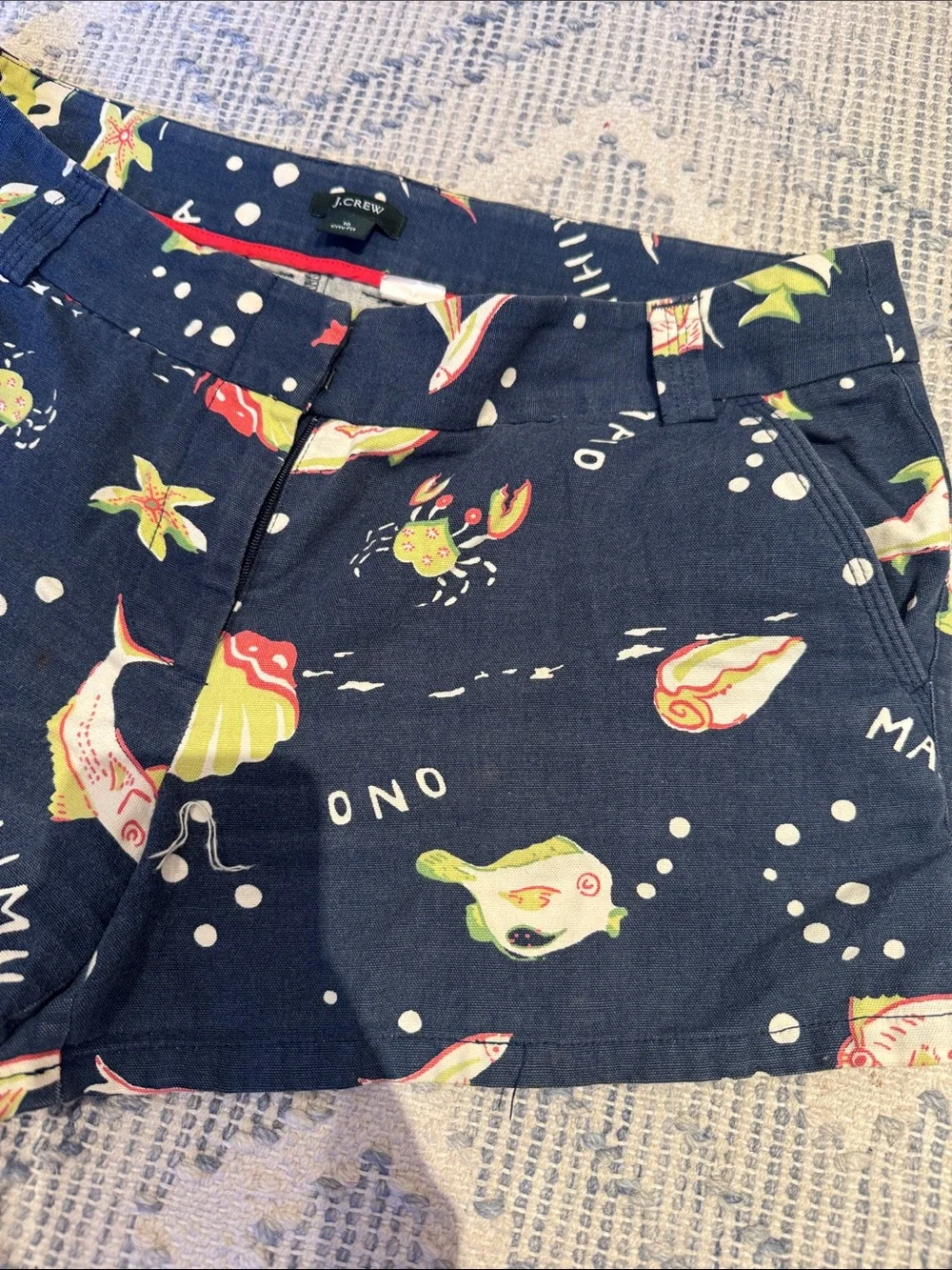 J. Crew Navy Hawaiian Printed Cotton Shorts - vintage size 10